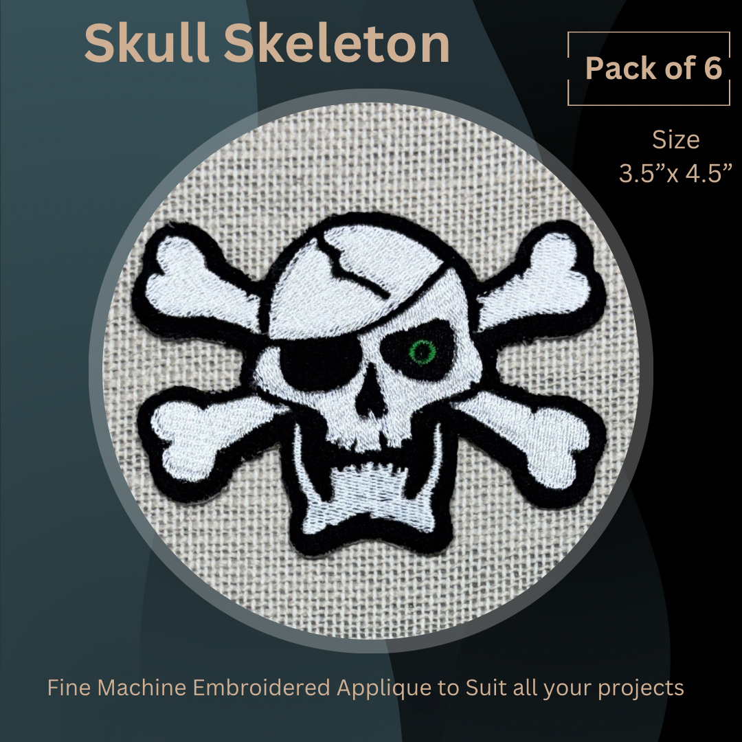 Skull Skeleton Embroidered Applique