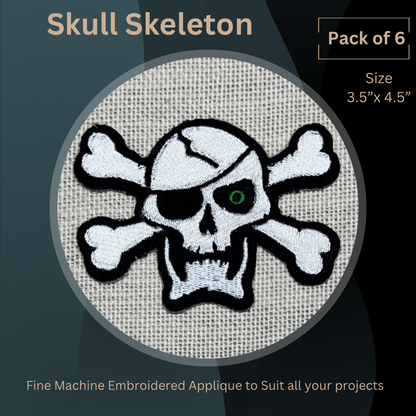 Skull Skeleton Embroidered Applique